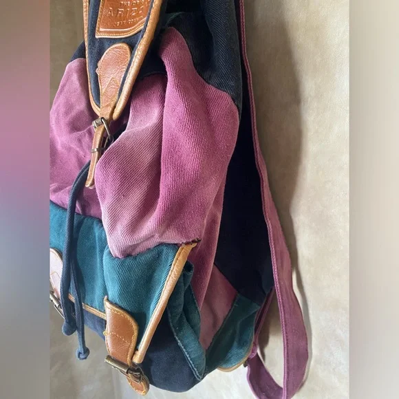 Arizona Jean Company Vintage Multicolor Canvas Backpack with Leather Accents - Picture 6 of 11